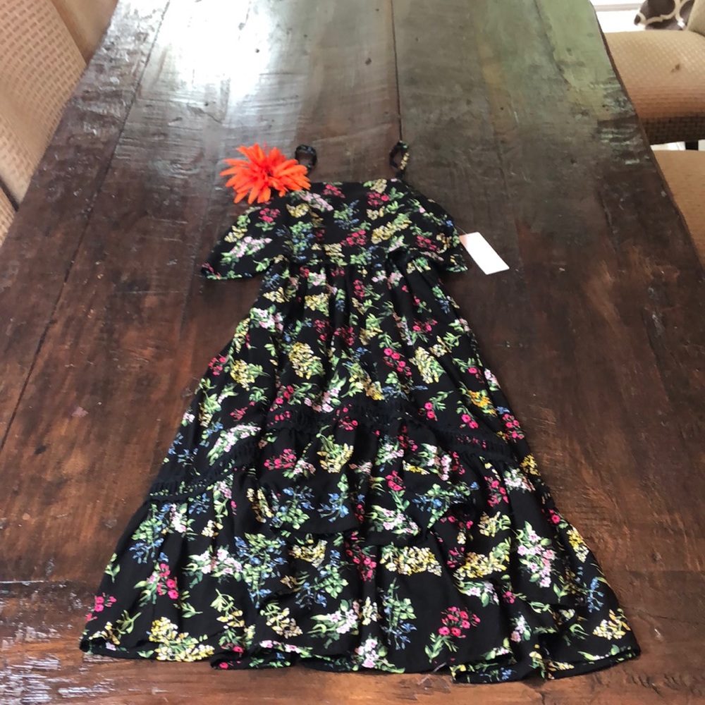 Girls Floral Spaghetti Strap Dress By Ella Moss